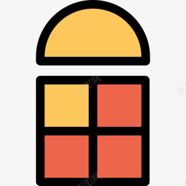 窗户建筑和工具6线颜色橙色图标图标