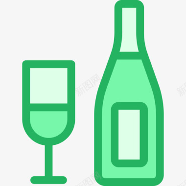 香槟24号酒吧线形绿色图标图标