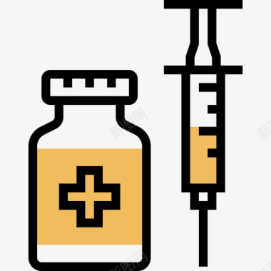 黄色蝴蝶兰注射器医用103黄色阴影图标图标