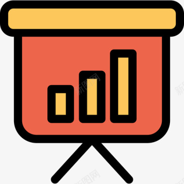 橙色外皮条形图大数据8线形橙色图标图标