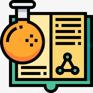 科学书籍生物化学4线性颜色图标图标