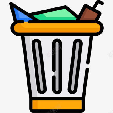 垃圾桶垃圾桶工作区15线性颜色图标图标