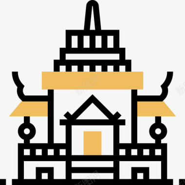 建筑泰国符号黄色阴影图标图标