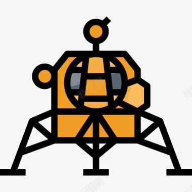 白色空间背景着陆器86号空间线性颜色图标图标