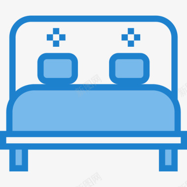 双人床家具8件蓝色图标图标