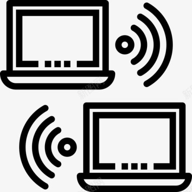 无线网无线网络和数据库概要线性图标图标