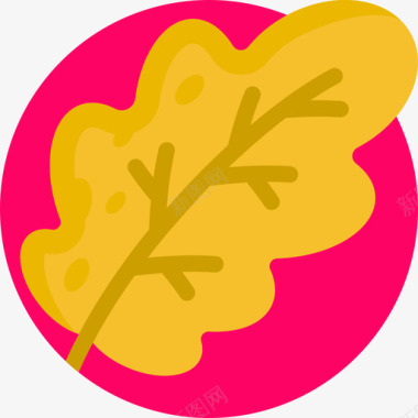 橡树叶秋季39平坦图标图标