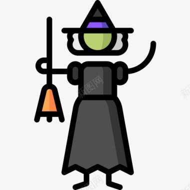 女巫万圣节服装派对2线性颜色图标图标