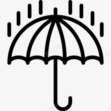 雨伞购物和电子商务3线性图标图标