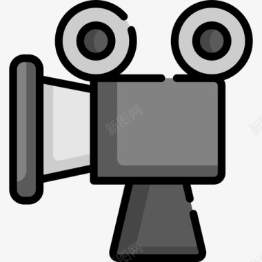 矢量电影放映机电影放映2线性颜色图标图标