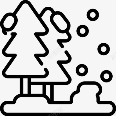 爱心树树冬季自然13线形图标图标