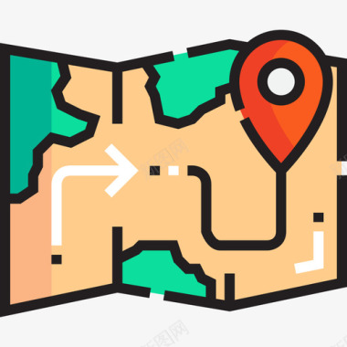 旅游地图旅游应用程序7线性颜色图标图标