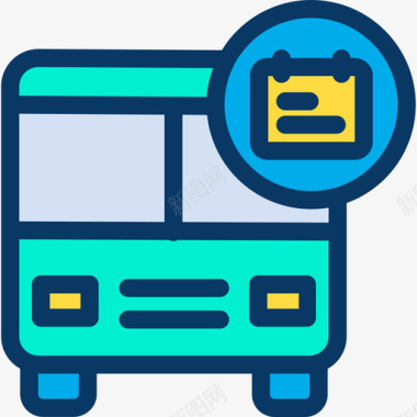 公共标识标记公共汽车教育和学校4线颜色图标图标