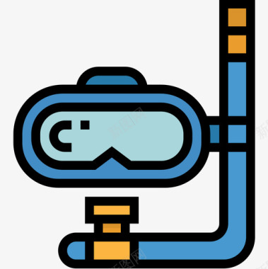 矢量坐标标识潜水面罩夏季51线性颜色图标图标