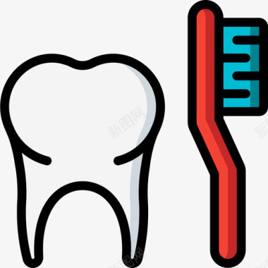 小牙齿牙齿卫生14线颜色图标图标