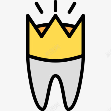 牙齿纠正牙冠牙齿6线形颜色图标图标