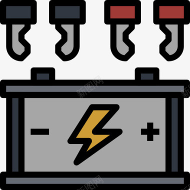 低电池电池汽车服务18线性颜色图标图标