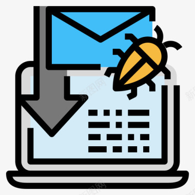 垃圾邮件垃圾邮件网络安全3线性颜色图标图标