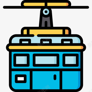 后车厢缆车车厢行程148线性颜色图标图标