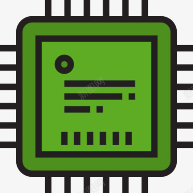 计算机信息处理器计算机硬件线性颜色图标图标