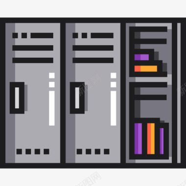 欧式储物柜储物柜大学5线性颜色图标图标