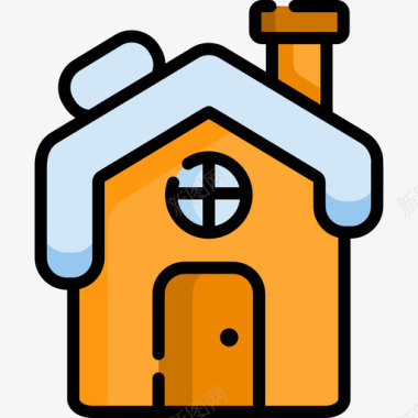线性插画住宅冬季自然11线性颜色图标图标
