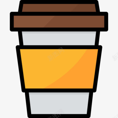 线性咖啡休息时间办公室84线性颜色图标图标
