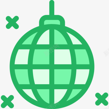 镜球庆祝11线绿色图标图标