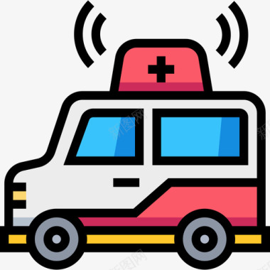 救护车救护车医用102线性颜色图标图标