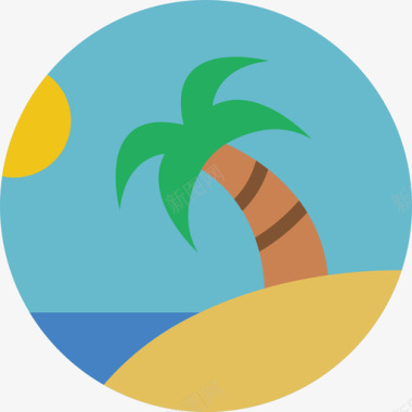 夏季清凉背景棕榈树夏季时间3平坦图标图标