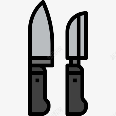 刀具厨房工具15线性颜色图标图标