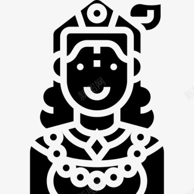 克里希纳印度教神3铭文图标图标