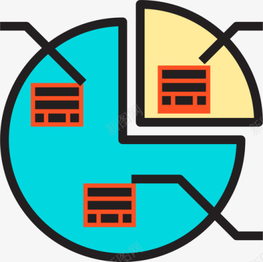 饼形图免抠素材图形饼图分析6线性颜色图标图标