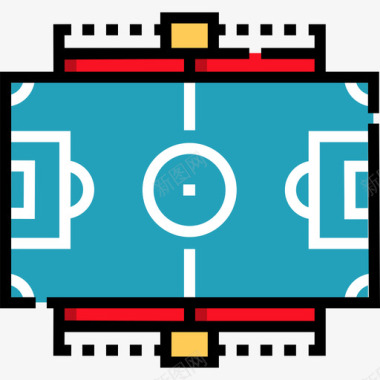 双色足球图标足球场运动37线性颜色图标图标