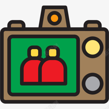 相机标志照相机照相机9线型颜色图标图标