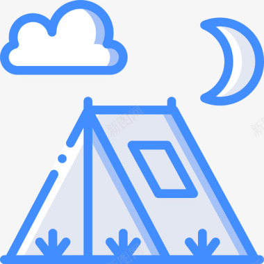帐篷露营45蓝色图标图标