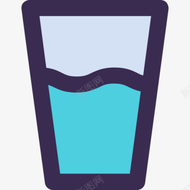 透明水杯水杯家居元素5线条颜色为蓝色图标图标