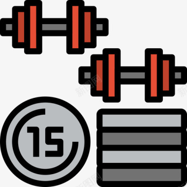 哑铃运动器材9线性颜色图标图标