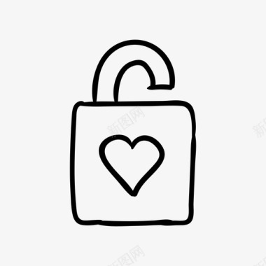 爱情挂锁解锁手绘情人节图标图标