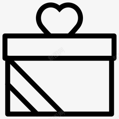 心形盒子爱情礼物盒子心形图标图标