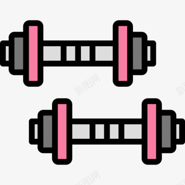 扁平健身哑铃哑铃健身40线性颜色图标图标