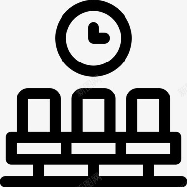 公共交通标识候车室公共交通12直线图标图标