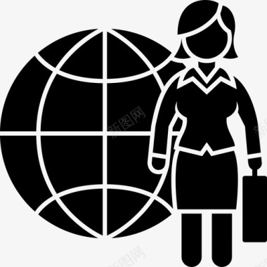 女佛女商务旅行国际世界图标图标