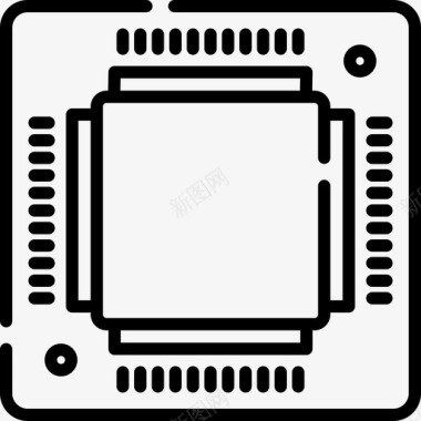 矢量芯片纹路芯片媒体技术14线性图标图标