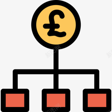 橙色菊花英镑银行和金融22直线颜色橙色图标图标