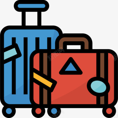 线性装饰旅行箱旅行94线性颜色图标图标