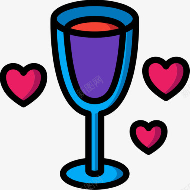 香槟酒杯婚礼101线性颜色图标图标