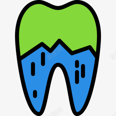 不健康的牙齿牙齿牙齿6线形颜色图标图标