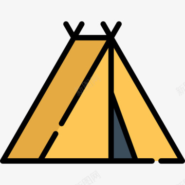 线性帐篷3个夏令营图标图标