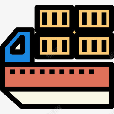 货船矢量背景货船物流15线型颜色图标图标